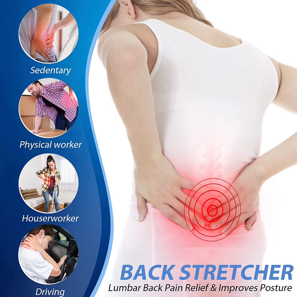 Back Stretcher for Lower Pain Relief Adjustable Lumbar Back