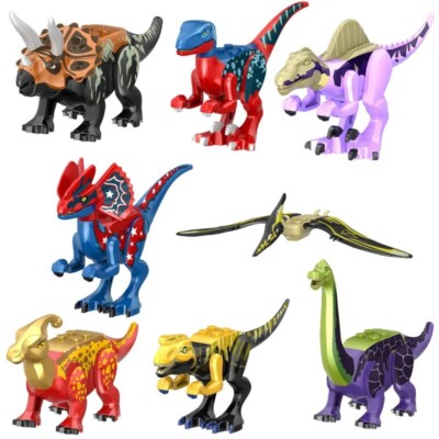  8 Stck. World Dinosaurier Jurassic Park DYI Mini Figuren Geschenkset für Kinder Spaß Spielzeug