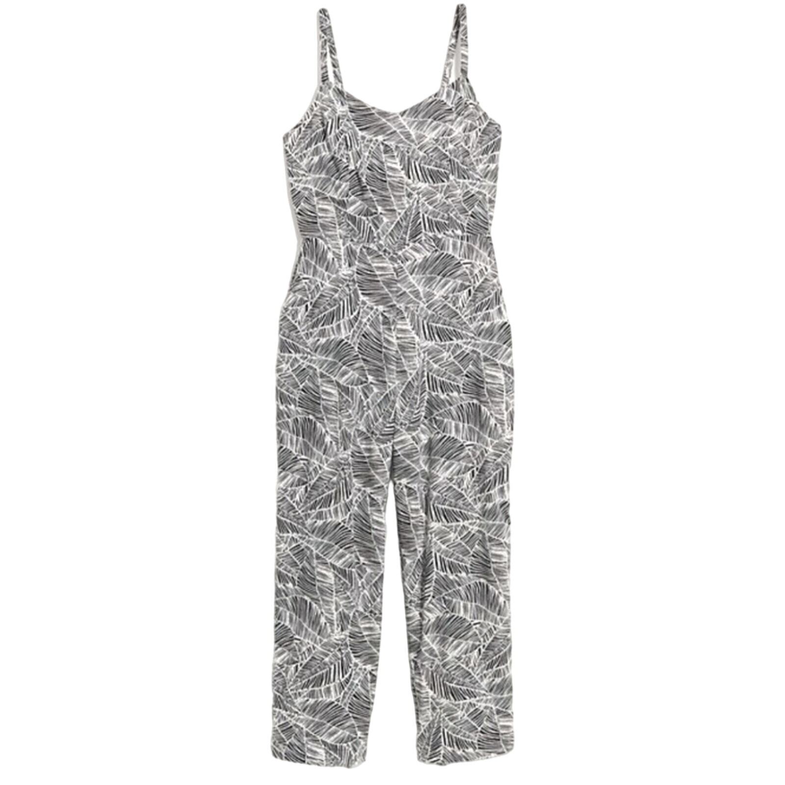 Old Navy Cami Jumpsuit Size XS Womens Black White Palm Print