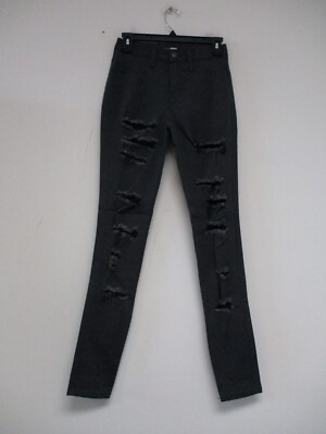 Vibrant MIU Jeans Women Size 5 Gray Solid Distressed Skinny 26x30 P1033