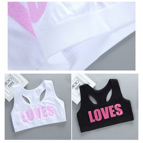 2Pcs Soft Cotton Girls Teenage Kids Sports Bra Underwear Seam Free Crop Top 9-16 - Picture 9 of 12