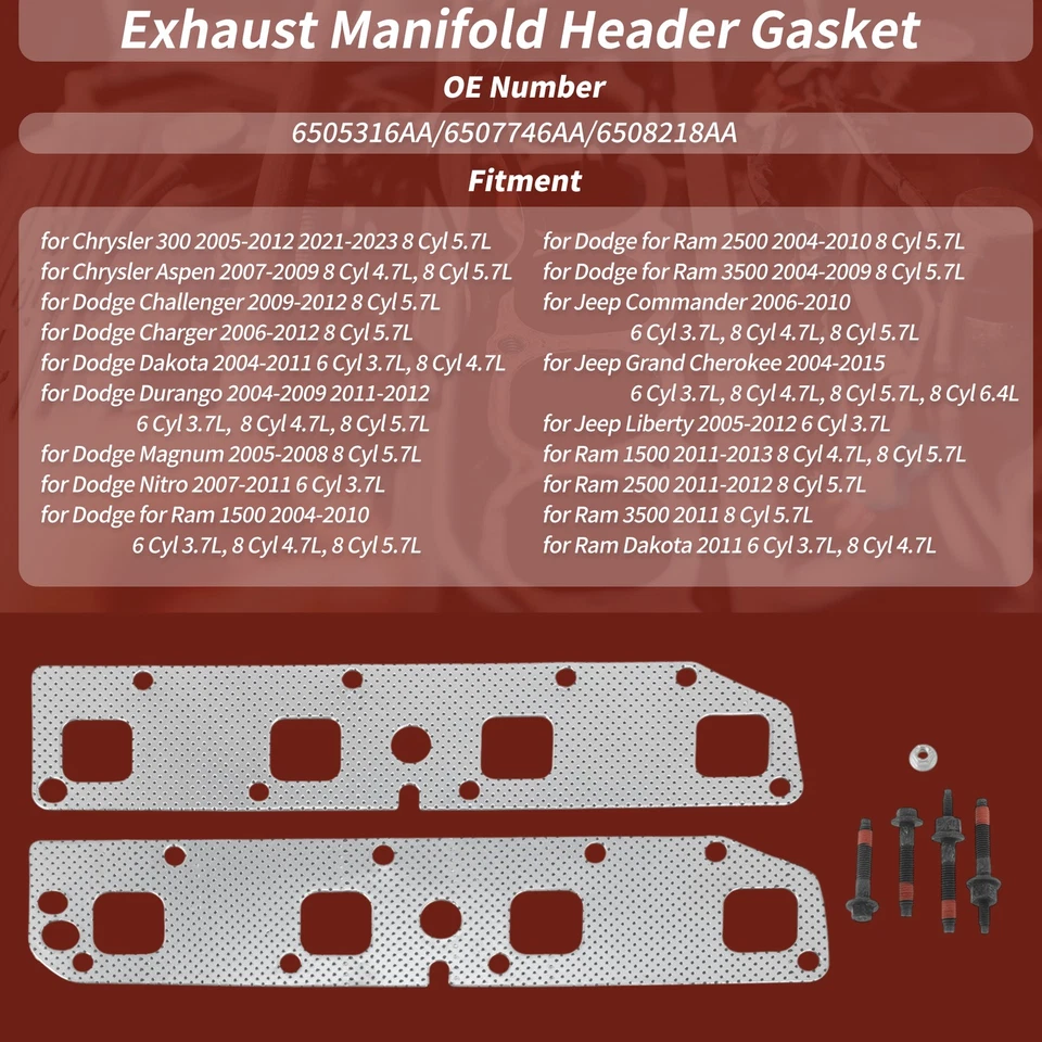 Junta de escape colector para Ram 1500 2500 3500 para Jeep Liberty No.6505316AA Foto 2 de 4