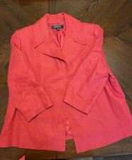 Kasper Vibrant Red Open Lined 3/4 Sleeve Collared Blazer Plus Size 16W