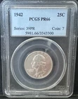 1942 Washington Quarter 25C PCGS PR66