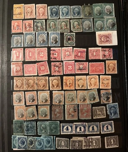 Old Antq US Stamp Collection 1860's-1920's Postage Historic Hand Cancels Fancy