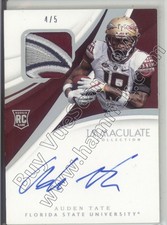 auden tate rookie rc draft auto jersey patch fsu seminoles noles college 4C #/5