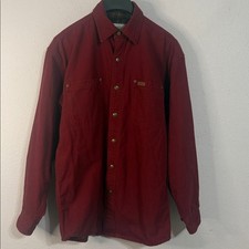 Carhartt Men S96DKR Burgundy Red Canvas Flannel Lined Shirt Jacket Size S