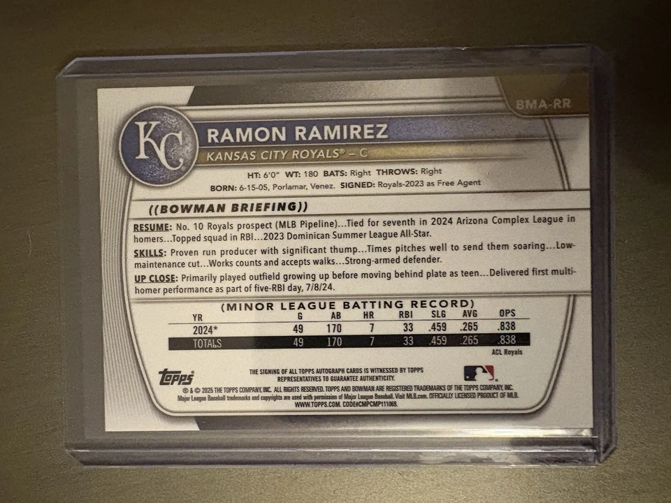 Ramon Ramirez 2025 Bowman Chrome Mega Auto/Autograph Gold /50 #BMA-RR Royals - Image 2 of 2
