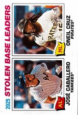 2026 Topps Heritage 2025 Stolen Base Leaders #4 Jose Caballero & Oneil Cruz