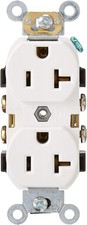 Leviton Duplex Receptacle, Commercial Spec Grade, Smooth Face, 20 Amp, white