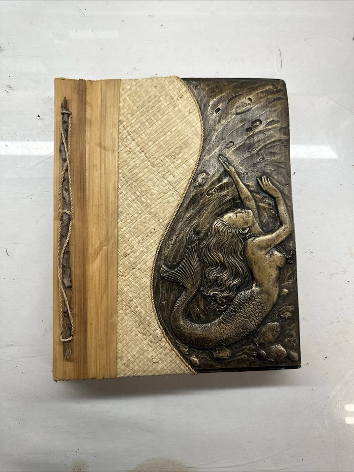 Álbum de fotos sirena hecho a mano libro de fotos papel cubierta de madera 4x5" mujer Foto 2 de 4