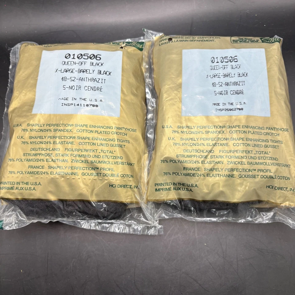 Lote de 2 Silkies Shapely Perfection Queen Off Black XL apenas negro 010506 Foto 2 de 2