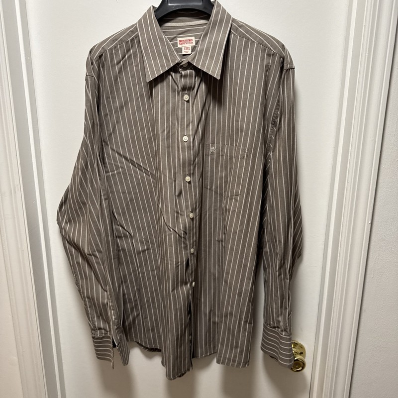 Mossimo Supply Co. Athletic Fit Shirt Men's Sz 2XL Brown/PinStripe