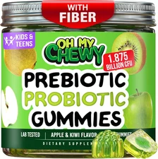 Kids Probiotic & Prebiotic Gummies - Vegan Inulin Fiber for Digestive Support -