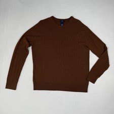 Dockers Cable Knit Sweater Men  s Large Brown Crewneck Pullover Soft Ribbed Casua