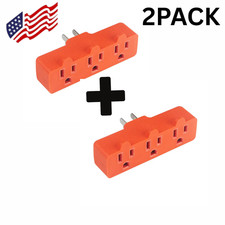 Heavy-duty Grounded Triple Tap Adapter 3-way Electrical Splitter 3 Outlet 2PACK