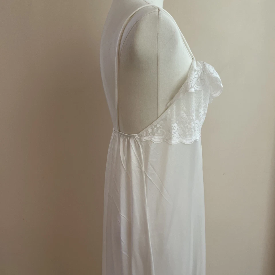 Maxi Vestido Sin Mangas Babydoll Maidenform de Colección Negligee Talla M Blanco Encaje Nupcial Hada Foto 4 de 4