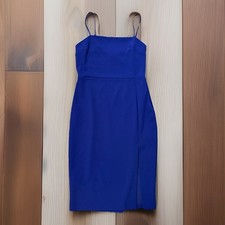 Express Royal Blue Bodycon Midi Dress Spaghetti Strap Slit Size M