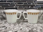 PYREX VTG 1410 Butterfly Gold 2 Coffee Mugs Cup Corelle Corning Handle USA VG