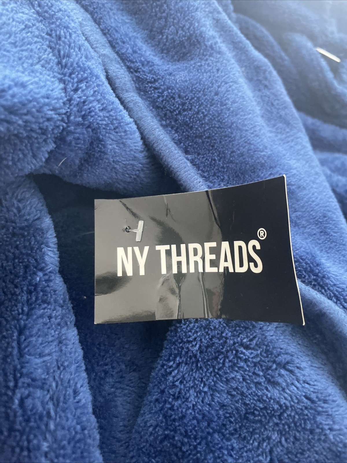 Men’s Bath Robe Collar  Bathrobe  NY Threads Blue L/XL New with tags 