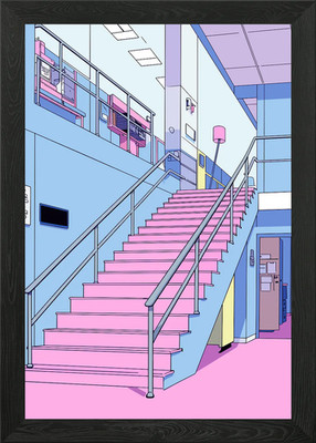 Lofi Pink Retro Framed Wall Art Poster Canvas Print Picture
