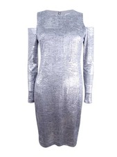 Calvin Klein Women's Cold-Shoulder Sheath Dress (4, Silver)