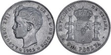 Spain: 1 Peseta Silver 1902 (Full PLUS ULTRA) - XF
