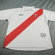 Peru Soccer Jersey Mens Large White Red 2015 National Team Shirt FPF Walon