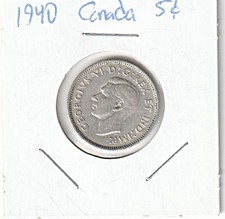 1940 Canada 5 Cents George VI  #336