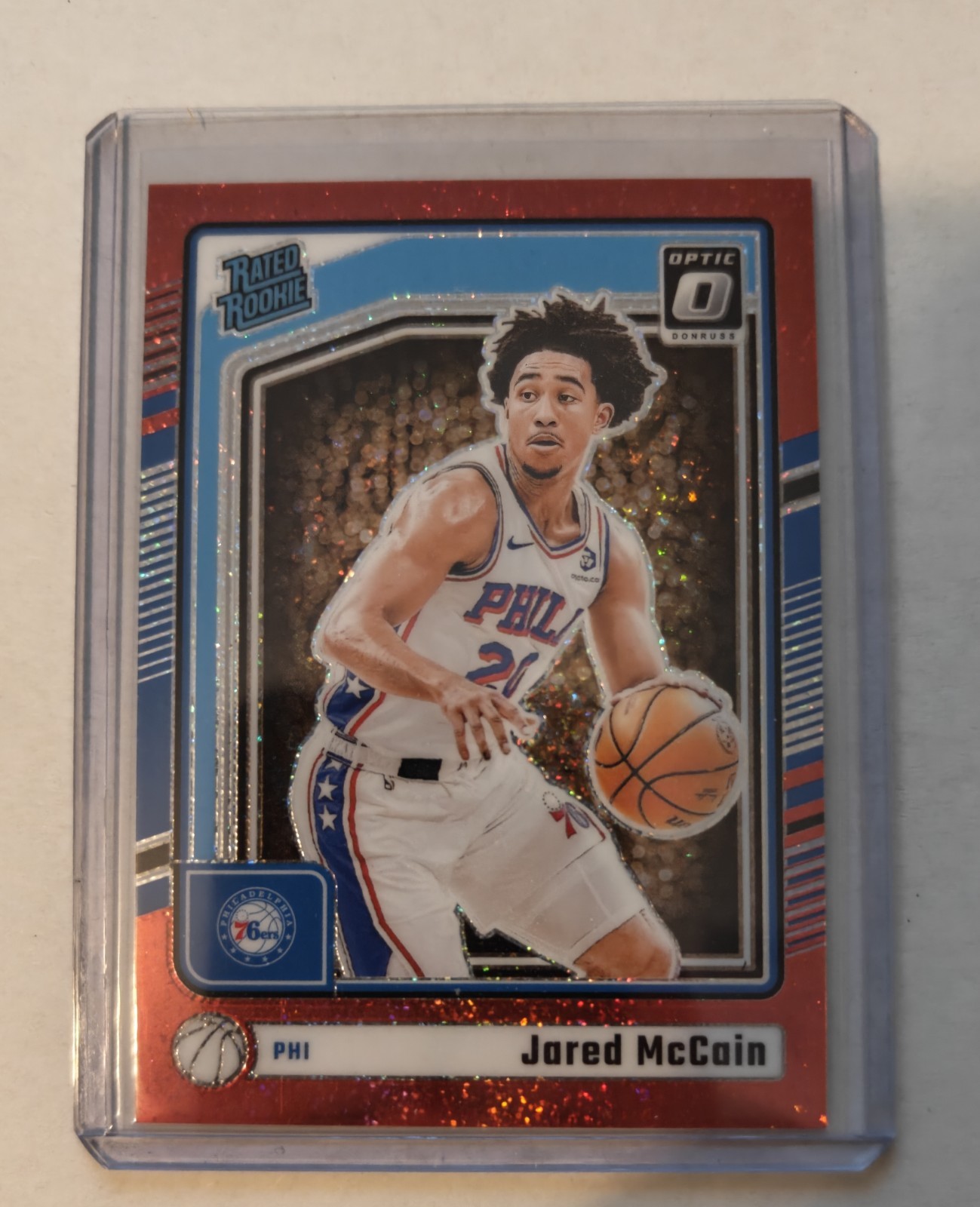 2024-25 Donruss Optic Basketball Red Glitter Jared McCain RC #270 70/75 76ers