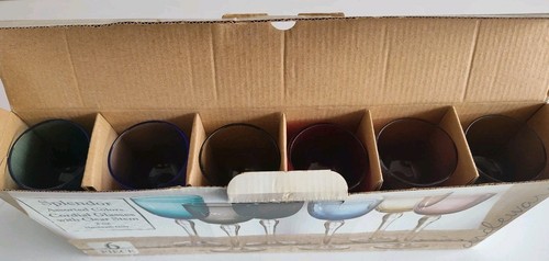 Set of 6 Multi-colored Cordial Glasses with Clear Stem - Picture 3 of 3