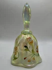 Vintage FENTON 6" Poppies Glass Bell Hand Painted Vaseline Glows! Signed- READ