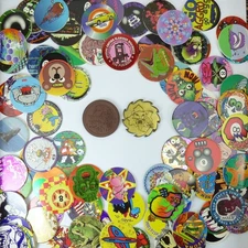 Lot of 100 Pogs / Milk Caps + 2 Slammers! 1990s Retro Nostalgia! Mix Unbranded