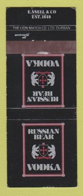 Matchbook Cover - Russian Bear Vodka South Africa WEAR