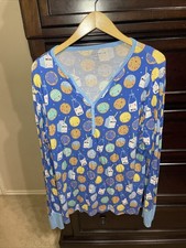 Little Sleepies Women  s Bamboo Long Sleeve Pajama Shirt Milk Cookies XL