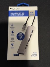 Vivitar Type C 6 In 1 USB Aluminum Hub SD/Micro SD Card Reader 4K 3 USB Ports