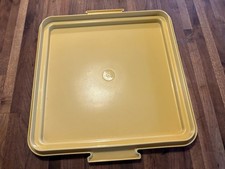 Vintage Tupperware Cake Taker Replacement Base Harvest Gold Square 1241-4