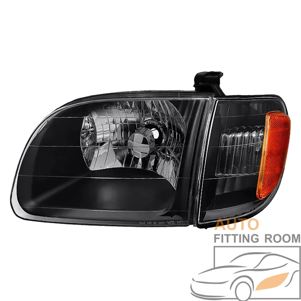 Black Housing Headlights For 2000-2004 Toyota Tundra Regular Cab Access Cab Foto 3 de 4