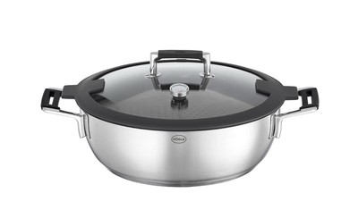 4 x Pfanne & Deckel Silence Pro Aroma Dampfgarer Edelstahl 28 cm silber schwarz 4 Stück