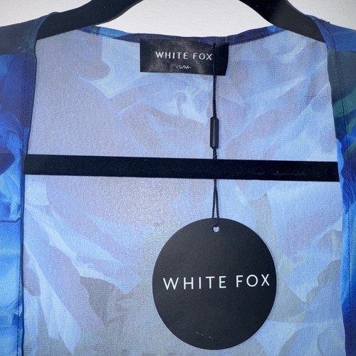 White Fox Admire Me Tie Front Long Sleeve Top Luminescent Floral Size S/M - Picture 4 of 8