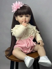 22in Lifelike Reborn Baby Girl Doll Full Body Soft Vinyl Realistic Newborn Gifts