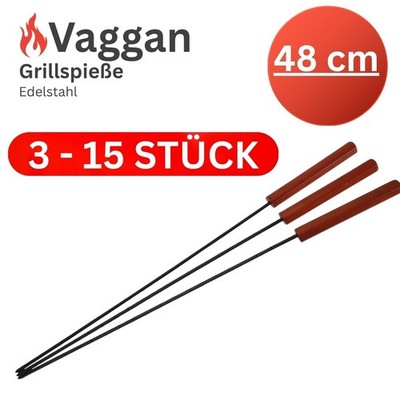 Vaggan Grillspieße  3er Set 48cm Grillzubehör Spieß lang BBQ perfekt zum Grillen