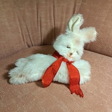 Vtg 1960s BERG Austria  Tiere mit Herz  Sleeping White Bunny Plush 8,3"   Tag