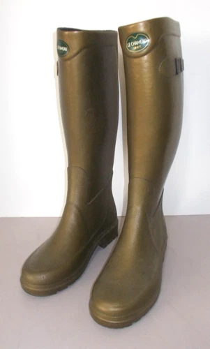 Le Chameau Country Lady Green Gold Tall Rain Garden Hunt Boots Womens Sz 40