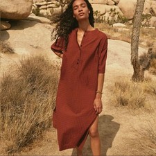 Everlane Women The Caftan Organic Cotton Midi Dress Size M Lagenlook Sustainable