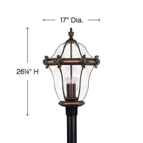 Hinkley Lighting H2447 San Clemente 26.5" Tall 3 Light Post Light - Black - Picture 7 of 8