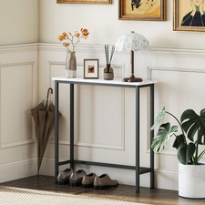 Tavolino Consolle Moderno Per Ingresso E Soggiorno - Design A X Con 2 Ripiani | Bianco, 102x30x81 Cm - Foto 6