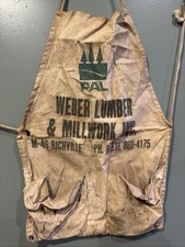Ancien tablier de travail pochette à ongles publicitaire bois Weber Richville Michigan