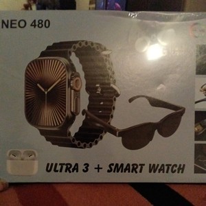 NEO 480 3-in-1 Smart Watch Set + Bluetooth Glasses + Wireless Earbuds + Straps!