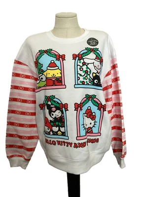 HELLO KITTY AND FRIENDS Lightup Screen Print Christmas Fleece Sweatshirt Sz M - Image 1 of 4